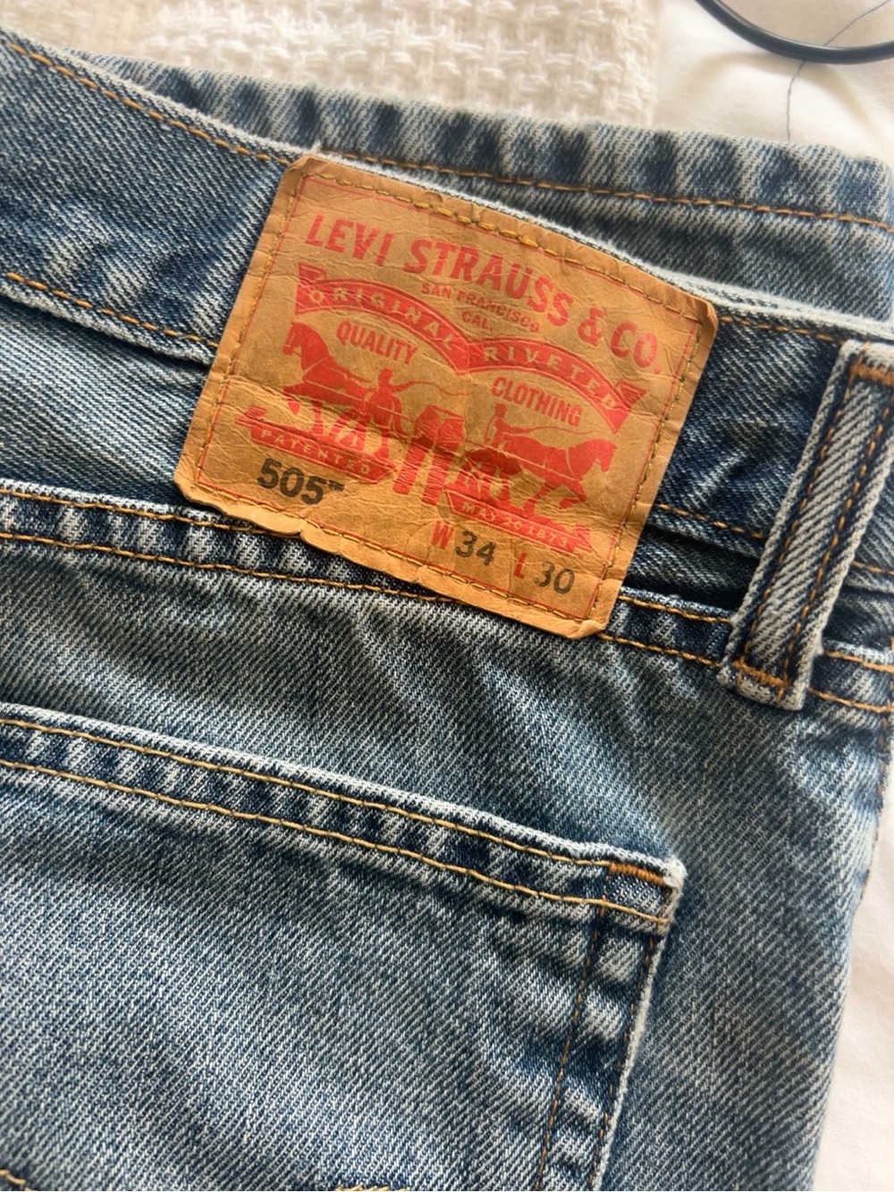 Levi's Light Blue Straight Leg Men's Jeans with Leather Patch
